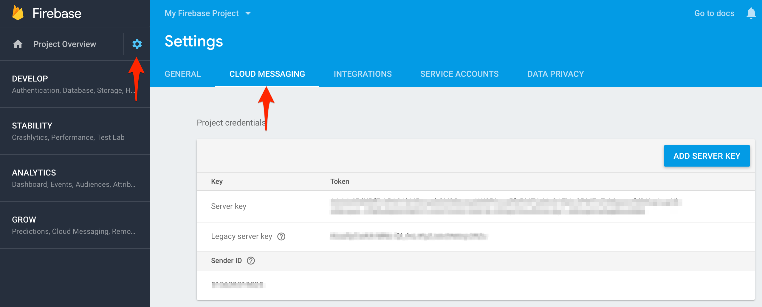 Cloud Messaging credentials